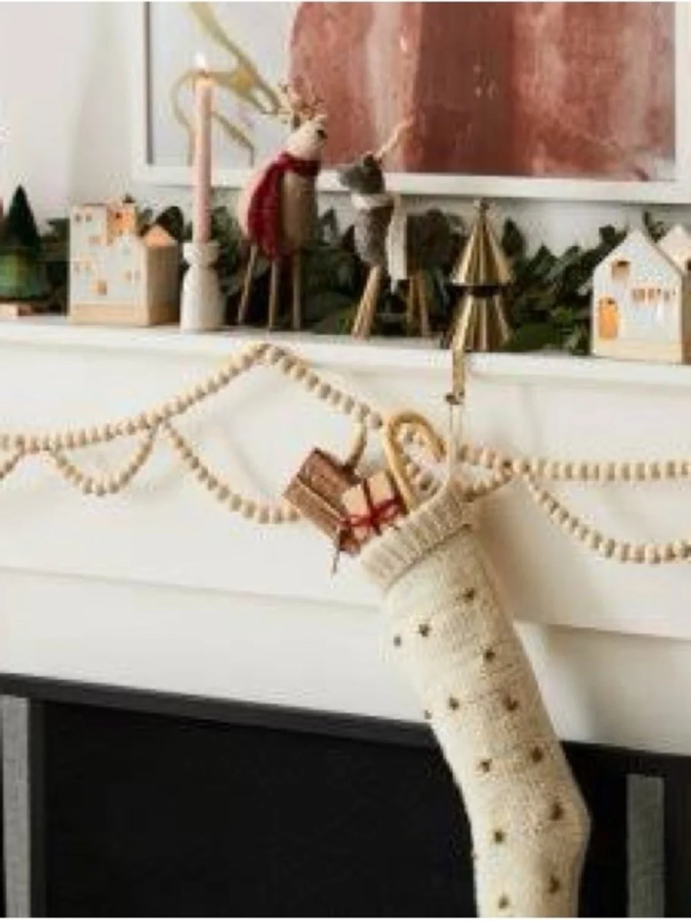 West Elm. Like New! Natural Wood Bead Garland Strand - Cream Wood